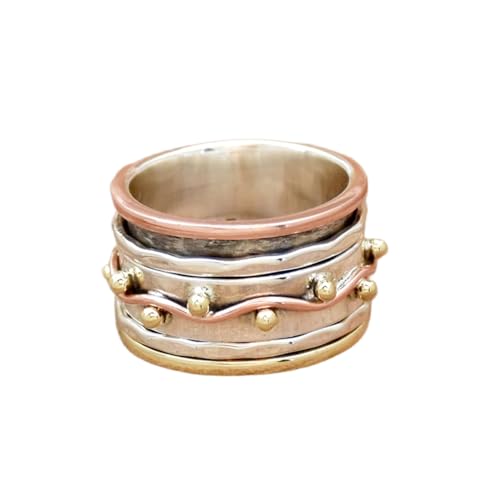 925 Sterling Silber Spinner Ring Unisex, minimalistisches Meditations-Fidget-Band, Meditation zur Angstlinderung, rotierender, gehämmerter Boho-Ring für Entspannung und Komfort|LK_SPV_TTT_0409 von LKBEADS