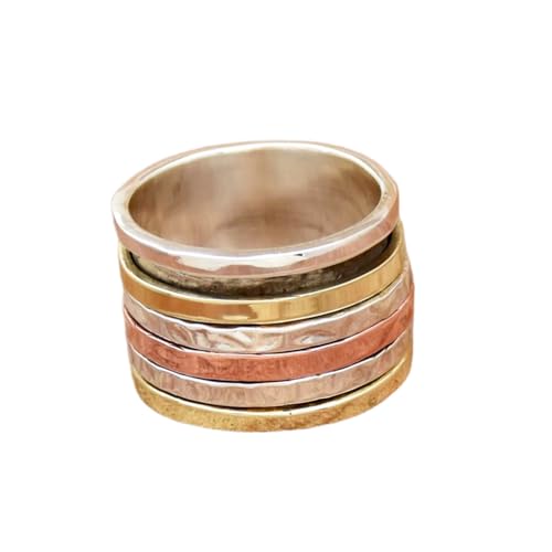 925 Sterling Silber Spinner Ring Unisex, minimalistisches Meditations-Fidget-Band, Meditation zur Angstlinderung, rotierender, gehämmerter Boho-Ring für Entspannung und Komfort|LK_SPV_TTT_0410 von LKBEADS