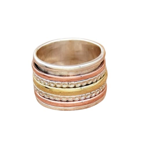 925 Sterling Silber Spinner Ring Unisex, minimalistisches Meditations-Fidget-Band, Meditation zur Angstlinderung, rotierender, gehämmerter Boho-Ring für Entspannung und Komfort|LK_SPV_TTT_0411 925 Sterling Silber Spinner Ring Unisex, minimalistisches Meditations-Fidget-Band, Meditation zur Angstlinderung, rotierender, gehämmerter Boho-Ring für Entspannung und Komfort|LK_SPV_TTT_0411 von LKBEADS