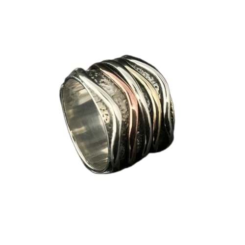 925 Sterling Silber Spinner Ring Unisex, minimalistisches Meditations-Fidget-Band, Meditation zur Angstlinderung, rotierender, gehämmerter Boho-Ring für Entspannung und Komfort|LK_SPV_TTT_0415 von LKBEADS