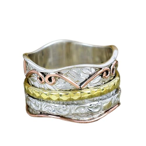 925 Sterling Silber Spinner Ring Unisex, minimalistisches Meditations-Fidget-Band, Meditation zur Angstlinderung, rotierender, gehämmerter Boho-Ring für Entspannung und Komfort|LK_SPV_TTT_0419 von LKBEADS