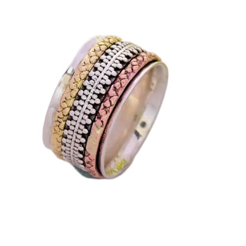 925 Sterling Silber Spinner Ring Unisex, minimalistisches Meditations-Fidget-Band, Meditation zur Angstlinderung, rotierender, gehämmerter Boho-Ring für Entspannung und Komfort|LK_SPV_TTT_0423 von LKBEADS