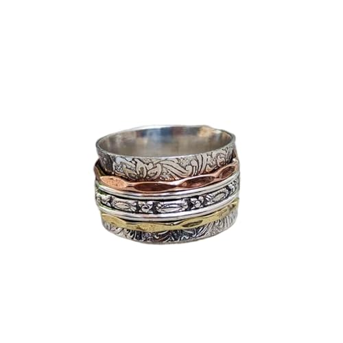 925 Sterling Silber Spinner Ring Unisex, minimalistisches Meditations-Fidget-Band, Meditation zur Angstlinderung, rotierender, gehämmerter Boho-Ring für Entspannung und Komfort|LK_SPV_TTT_0428 von LKBEADS