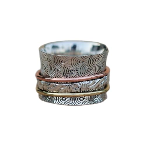 925 Sterling Silber Spinner Ring Unisex, minimalistisches Meditations-Fidget-Band, Meditation zur Angstlinderung, rotierender, gehämmerter Boho-Ring für Entspannung und Komfort|LK_SPV_TTT_0429 von LKBEADS