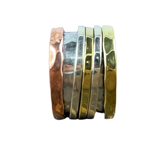 925 Sterling Silber Spinner Ring Unisex, minimalistisches Meditations-Fidget-Band, Meditation zur Angstlinderung, rotierender, gehämmerter Boho-Ring für Entspannung und Komfort|LK_SPV_TTT_0432 von LKBEADS