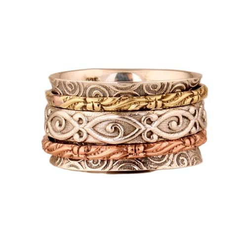 925 Sterling Silber Spinner Ring Unisex, minimalistisches Meditations-Fidget-Band, Meditation zur Angstlinderung, rotierender, gehämmerter Boho-Ring für Entspannung und Komfort|LK_SPV_TTT_0436 925 Sterling Silber Spinner Ring Unisex, minimalistisches Meditations-Fidget-Band, Meditation zur Angstlinderung, rotierender, gehämmerter Boho-Ring für Entspannung und Komfort|LK_SPV_TTT_0436 von LKBEADS