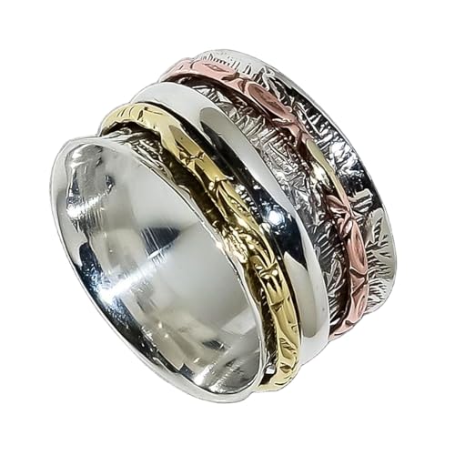 925 Sterling Silber Spinner Ring Unisex, minimalistisches Meditations-Fidget-Band, Meditation zur Angstlinderung, rotierender, gehämmerter Boho-Ring für Entspannung und Komfort|LK_SPV_TTT_0437 von LKBEADS