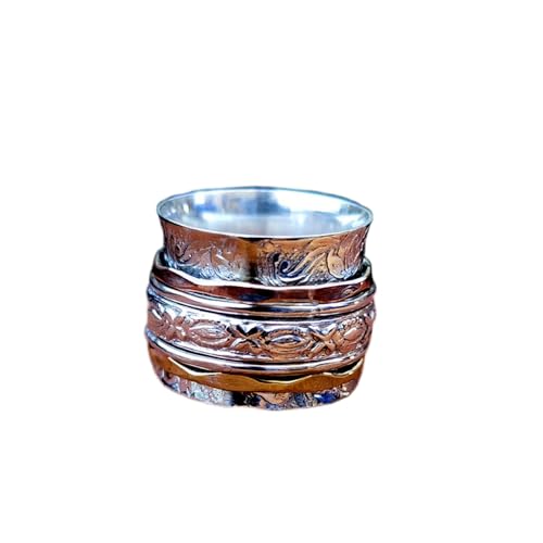 925 Sterling Silber Spinner Ring Unisex, minimalistisches Meditations-Fidget-Band, Meditation zur Angstlinderung, rotierender, gehämmerter Boho-Ring für Entspannung und Komfort|LK_SPV_TTT_0447 von LKBEADS