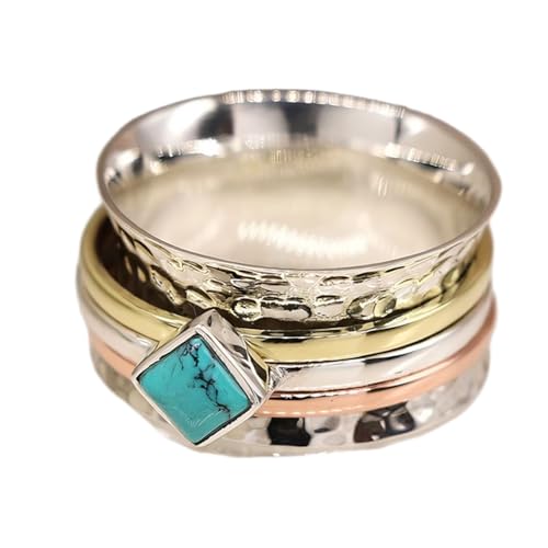 925 Sterling Silber Spinner Ring Unisex, minimalistisches Meditations-Fidget-Band, Meditation zur Angstlinderung, rotierender, gehämmerter Boho-Ring für Entspannung und Komfort|LK_SPV_TTT_0452 von LKBEADS