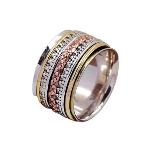 925 Sterling Silber Spinner Ring Unisex, minimalistisches Meditations-Fidget-Band, Meditation zur Angstlinderung, rotierender, gehämmerter Boho-Ring für Entspannung und Komfort|LK_SPV_TTT_0454 von LKBEADS