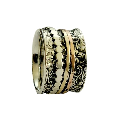 925 Sterling Silber Spinner Ring Unisex, minimalistisches Meditations-Fidget-Band, Meditation zur Angstlinderung, rotierender, gehämmerter Boho-Ring für Entspannung und Komfort|LK_SPV_TTT_0455 925 Sterling Silber Spinner Ring Unisex, minimalistisches Meditations-Fidget-Band, Meditation zur Angstlinderung, rotierender, gehämmerter Boho-Ring für Entspannung und Komfort|LK_SPV_TTT_0455 von LKBEADS
