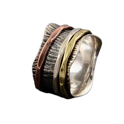 925 Sterling Silber Spinner Ring Unisex, minimalistisches Meditations-Fidget-Band, Meditation zur Angstlinderung, rotierender, gehämmerter Boho-Ring für Entspannung und Komfort|LK_SPV_TTT_0457 von LKBEADS