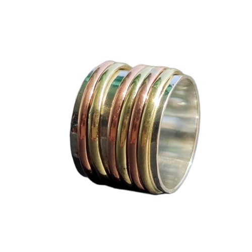 925 Sterling Silber Spinner Ring Unisex, minimalistisches Meditations-Fidget-Band, Meditation zur Angstlinderung, rotierender, gehämmerter Boho-Ring für Entspannung und Komfort|LK_SPV_TTT_0459 von LKBEADS