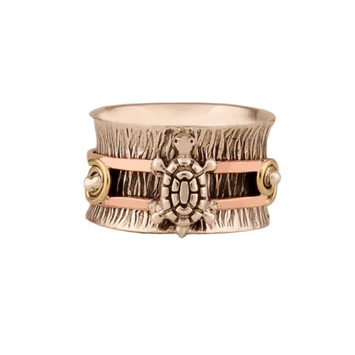 925 Sterling Silber Spinner Ring Unisex, minimalistisches Meditations-Fidget-Band, Meditation zur Angstlinderung, rotierender, gehämmerter Boho-Ring für Entspannung und Komfort|LK_SPV_TTT_0460 von LKBEADS