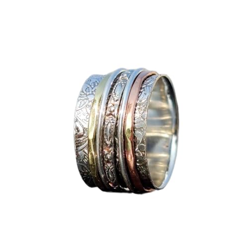 925 Sterling Silber Spinner Ring Unisex, minimalistisches Meditations-Fidget-Band, Meditation zur Angstlinderung, rotierender, gehämmerter Boho-Ring für Entspannung und Komfort|LK_SPV_TTT_0462 von LKBEADS