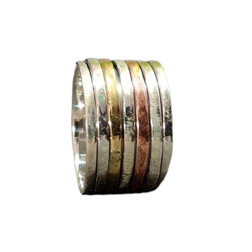 925 Sterling Silber Spinner Ring Unisex, minimalistisches Meditations-Fidget-Band, Meditation zur Angstlinderung, rotierender, gehämmerter Boho-Ring für Entspannung und Komfort|LK_SPV_TTT_0464 von LKBEADS