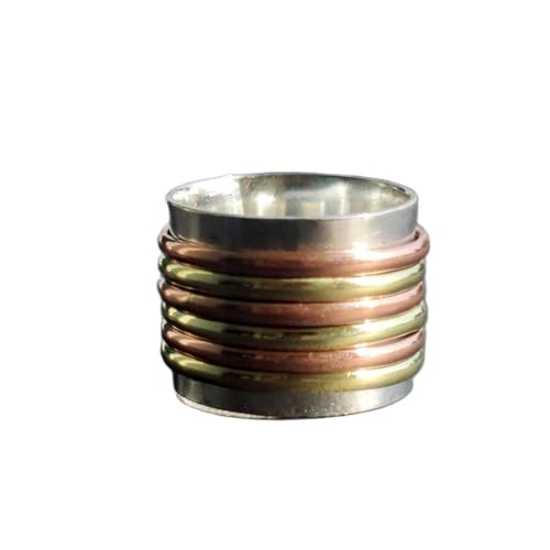 925 Sterling Silber Spinner Ring Unisex, minimalistisches Meditations-Fidget-Band, Meditation zur Angstlinderung, rotierender, gehämmerter Boho-Ring für Entspannung und Komfort|LK_SPV_TTT_0465 von LKBEADS