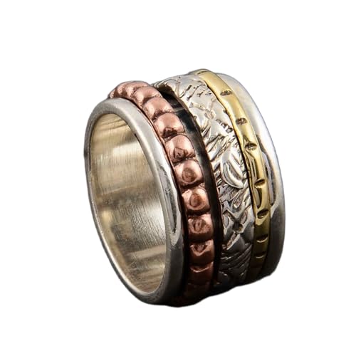 925 Sterling Silber Spinner Ring Unisex, minimalistisches Meditations-Fidget-Band, Meditation zur Angstlinderung, rotierender, gehämmerter Boho-Ring für Entspannung und Komfort|LK_SPV_TTT_0467 von LKBEADS