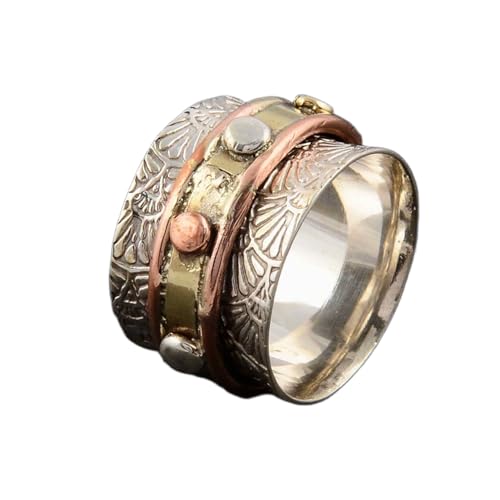 925 Sterling Silber Spinner Ring Unisex, minimalistisches Meditations-Fidget-Band, Meditation zur Angstlinderung, rotierender, gehämmerter Boho-Ring für Entspannung und Komfort|LK_SPV_TTT_0468 von LKBEADS
