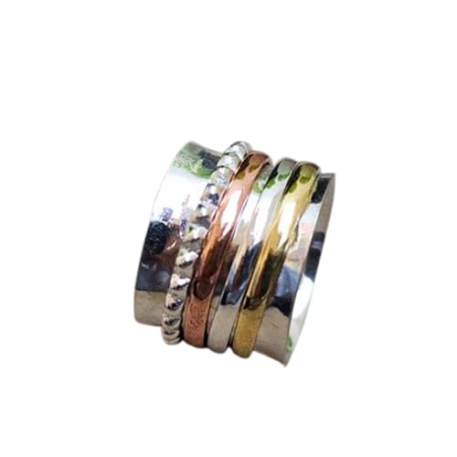 925 Sterling Silber Spinner Ring Unisex, minimalistisches Meditations-Fidget-Band, Meditation zur Angstlinderung, rotierender, gehämmerter Boho-Ring für Entspannung und Komfort|LK_SPV_TTT_0470 von LKBEADS