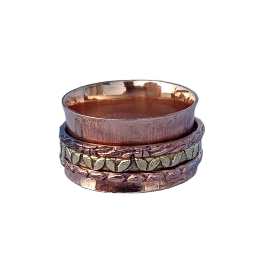 925 Sterling Silber Spinner Ring Unisex, minimalistisches Meditations-Fidget-Band, Meditation zur Angstlinderung, rotierender, gehämmerter Boho-Ring für Entspannung und Komfort | LK_VSP_TT_0006 von LKBEADS