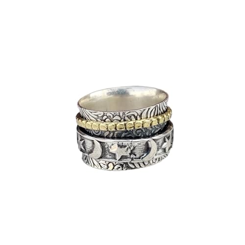 925 Sterling Silber Spinner Ring Unisex, minimalistisches Meditations-Fidget-Band, Meditation zur Angstlinderung, rotierender, gehämmerter Boho-Ring für Entspannung und Komfort | LK_VSP_TT_0015 von LKBEADS