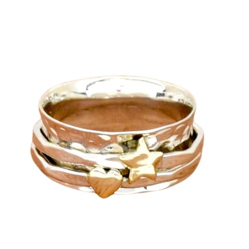 925 Sterling Silber Spinner Ring Unisex, minimalistisches Meditations-Fidget-Band, Meditation zur Angstlinderung, rotierender, gehämmerter Boho-Ring für Entspannung und Komfort | LK_VSP_TT_0048 von LKBEADS