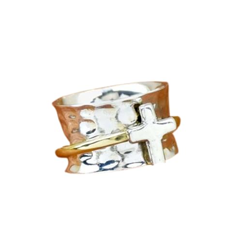 925 Sterling Silber Spinner Ring Unisex, minimalistisches Meditations-Fidget-Band, Meditation zur Angstlinderung, rotierender, gehämmerter Boho-Ring für Entspannung und Komfort | LK_VSP_TT_0061 von LKBEADS