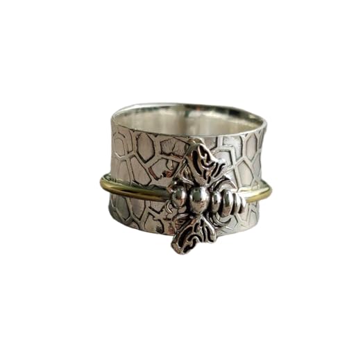 925 Sterling Silber Spinner Ring Unisex, minimalistisches Meditations-Fidget-Band, Meditation zur Angstlinderung, rotierender, gehämmerter Boho-Ring für Entspannung und Komfort|LK_VSP_TT_0089 von LKBEADS