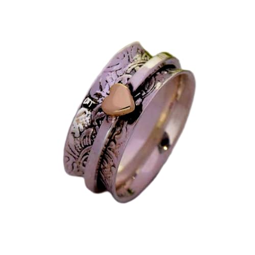 925 Sterling Silber Spinner Ring Unisex, minimalistisches Meditations-Fidget-Band, Meditation zur Angstlinderung, rotierender, gehämmerter Boho-Ring für Entspannung und Komfort | LK_VSP_TT_0093 von LKBEADS