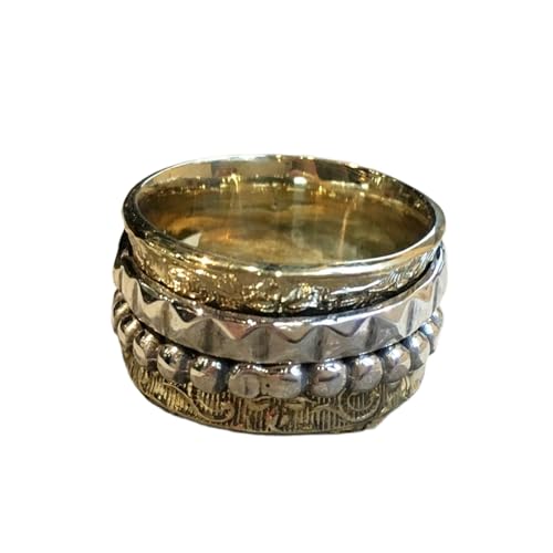 925 Sterling Silber Spinner Ring Unisex, minimalistisches Meditations-Fidget-Band, Meditation zur Angstlinderung, rotierender, gehämmerter Boho-Ring für Entspannung und Komfort | LK_VSP_TT_0096 von LKBEADS