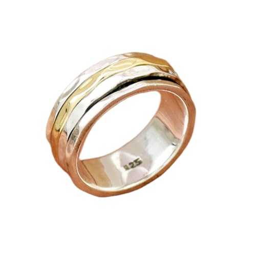 925 Sterling Silber Spinner Ring Unisex, minimalistisches Meditations-Fidget-Band, Meditation zur Angstlinderung, rotierender, gehämmerter Boho-Ring für Entspannung und Komfort | LK_VSP_TT_0106 von LKBEADS