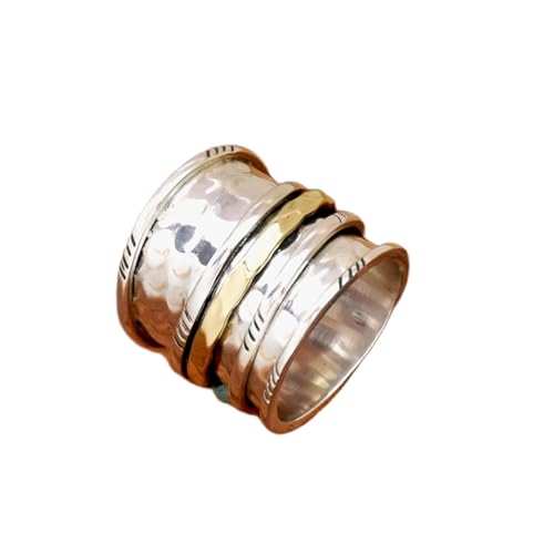 925 Sterling Silber Spinner Ring Unisex, minimalistisches Meditations-Fidget-Band, Meditation zur Angstlinderung, rotierender, gehämmerter Boho-Ring für Entspannung und Komfort | LK_VSP_TT_0113 von LKBEADS