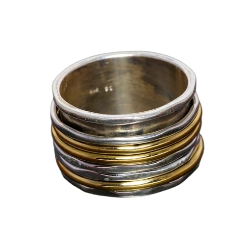 925 Sterling Silber Spinner Ring Unisex, minimalistisches Meditations-Fidget-Band, Meditation zur Angstlinderung, rotierender, gehämmerter Boho-Ring für Entspannung und Komfort | LK_VSP_TT_0142 von LKBEADS