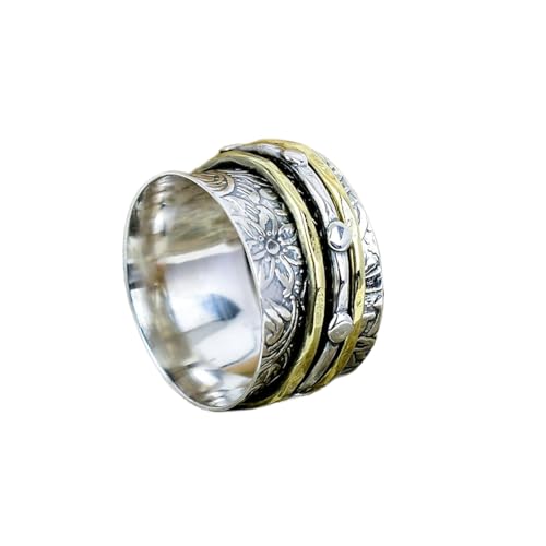 925 Sterling Silber Spinner Ring Unisex, minimalistisches Meditations-Fidget-Band, Meditation zur Angstlinderung, rotierender, gehämmerter Boho-Ring für Entspannung und Komfort|LK_VSP_TT_0148 von LKBEADS