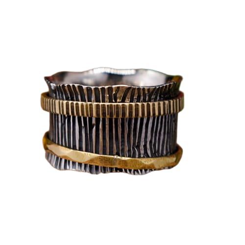 925 Sterling Silber Spinner Ring Unisex, minimalistisches Meditations-Fidget-Band, Meditation zur Angstlinderung, rotierender, gehämmerter Boho-Ring für Entspannung und Komfort | LK_VSP_TT_0161 von LKBEADS