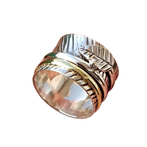 925 Sterling Silber Spinner Ring Unisex, minimalistisches Meditations-Fidget-Band, Meditation zur Angstlinderung, rotierender, gehämmerter Boho-Ring für Entspannung und Komfort | LK_VSP_TT_0162 von LKBEADS
