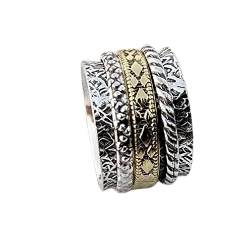 925 Sterling Silber Spinner Ring Unisex, minimalistisches Meditations-Fidget-Band, Meditation zur Angstlinderung, rotierender, gehämmerter Boho-Ring für Entspannung und Komfort | LK_VSP_TT_0178 von LKBEADS