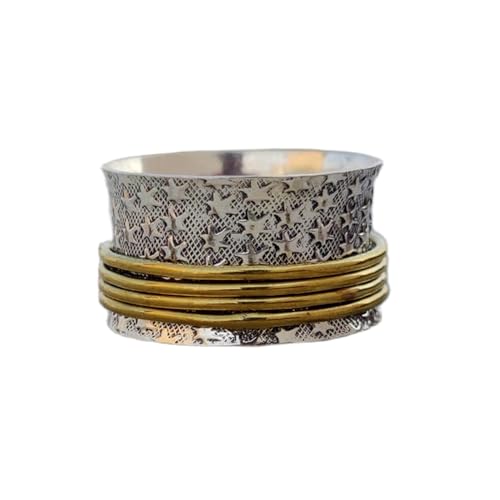 925 Sterling Silber Spinner Ring Unisex, minimalistisches Meditations-Fidget-Band, Meditation zur Angstlinderung, rotierender, gehämmerter Boho-Ring für Entspannung und Komfort | LK_VSP_TT_0185 925 Sterling Silber Spinner Ring Unisex, minimalistisches Meditations-Fidget-Band, Meditation zur Angstlinderung, rotierender, gehämmerter Boho-Ring für Entspannung und Komfort | LK_VSP_TT_0185 von LKBEADS