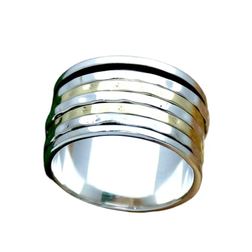 925 Sterling Silber Spinner Ring Unisex, minimalistisches Meditations-Fidget-Band, Meditation zur Angstlinderung, rotierender, gehämmerter Boho-Ring für Entspannung und Komfort | LK_VSP_TT_0208 von LKBEADS