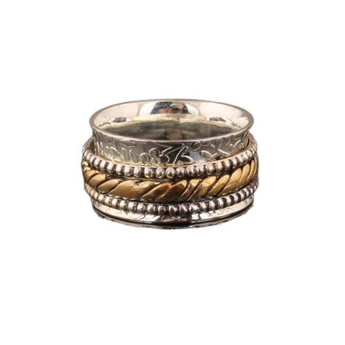 925 Sterling Silber Spinner Ring Unisex, minimalistisches Meditations-Fidget-Band, Meditation zur Angstlinderung, rotierender, gehämmerter Boho-Ring für Entspannung und Komfort | LK_VSP_TT_0211 von LKBEADS