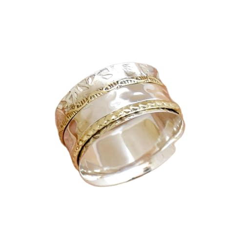 925 Sterling Silber Spinner Ring Unisex, minimalistisches Meditations-Fidget-Band, Meditation zur Angstlinderung, rotierender, gehämmerter Boho-Ring für Entspannung und Komfort | LK_VSP_TT_0232 von LKBEADS