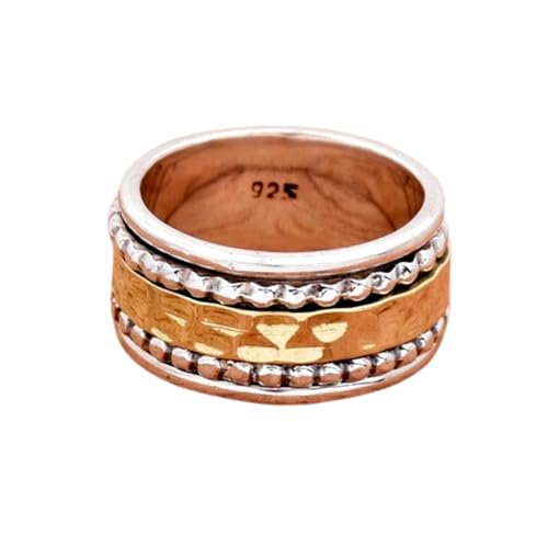 925 Sterling Silber Spinner Ring Unisex, minimalistisches Meditations-Fidget-Band, Meditation zur Angstlinderung, rotierender, gehämmerter Boho-Ring für Entspannung und Komfort | LK_VSP_TT_0249 von LKBEADS
