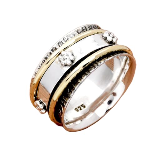 925 Sterling Silber Spinner Ring Unisex, minimalistisches Meditations-Fidget-Band, Meditation zur Angstlinderung, rotierender, gehämmerter Boho-Ring für Entspannung und Komfort | LK_VSP_TT_0269 von LKBEADS