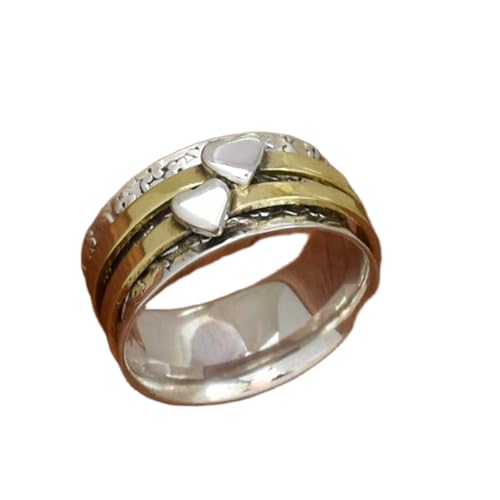925 Sterling Silber Spinner Ring Unisex, minimalistisches Meditations-Fidget-Band, Meditation zur Angstlinderung, rotierender, gehämmerter Boho-Ring für Entspannung und Komfort | LK_VSP_TT_0275 von LKBEADS