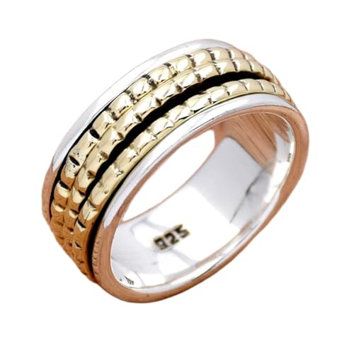 925 Sterling Silber Spinner Ring Unisex, minimalistisches Meditations-Fidget-Band, Meditation zur Angstlinderung, rotierender, gehämmerter Boho-Ring für Entspannung und Komfort|LK_VSP_TT_0298 von LKBEADS