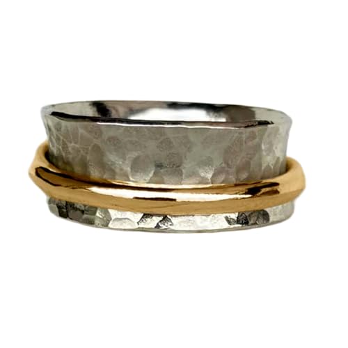925 Sterling Silber Spinner Ring Unisex, minimalistisches Meditations-Fidget-Band, Meditation zur Angstlinderung, rotierender, gehämmerter Boho-Ring für Entspannung und Komfort | LK_VSP_TT_0331 von LKBEADS
