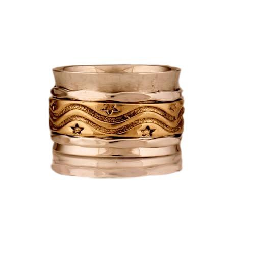 925 Sterling Silber Spinner Ring Unisex, minimalistisches Meditations-Fidget-Band, Meditation zur Angstlinderung, rotierender, gehämmerter Boho-Ring für Entspannung und Komfort | LK_VSP_TT_0345 von LKBEADS