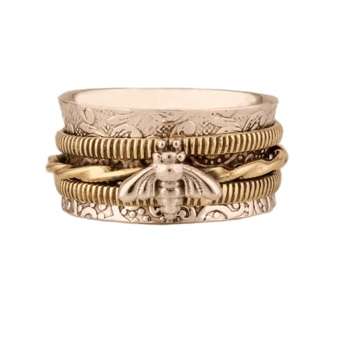 925 Sterling Silber Spinner Ring Unisex, minimalistisches Meditations-Fidget-Band, Meditation zur Angstlinderung, rotierender, gehämmerter Boho-Ring für Entspannung und Komfort | LK_VSP_TT_0369 von LKBEADS
