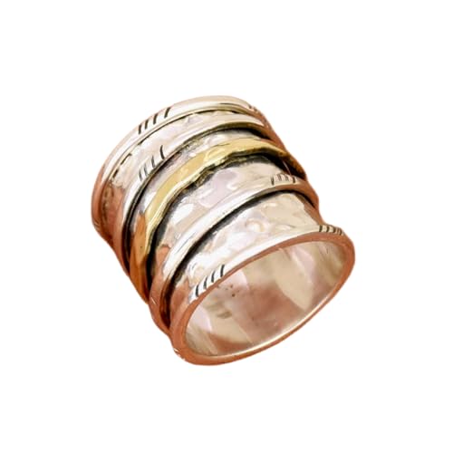 925 Sterling Silber Spinner Ring Unisex, minimalistisches Meditations-Fidget-Band, Meditation zur Angstlinderung, rotierender, gehämmerter Boho-Ring für Entspannung und Komfort | LK_VSP_TT_0383 von LKBEADS